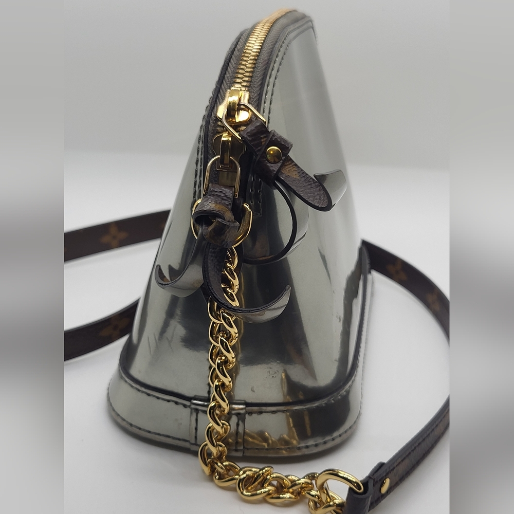 LOUIS VUITTON LV Gris Metal Miroir Vernis Mini Alma - Picture 7 of 15